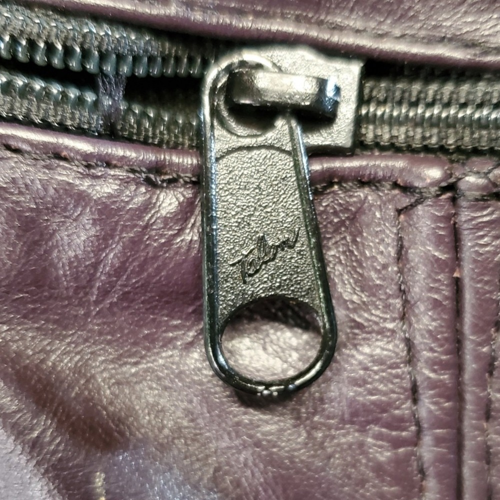 Vintage Plum Purple Soft Leather Backpack Multi Pocket Talon Zipper Bag - Picture 2 of 9